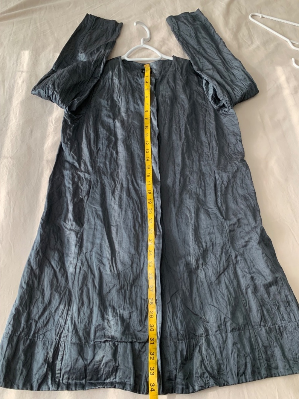 Eileen Fisher Women's Organic Cotton Satin Steel Coast Duster Jacket Size PM - Picture 7 of 14